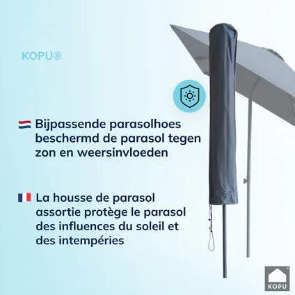 Parasol Kopu Leon Rectangle 150×250 Cm – Parasol De Balcon Avec Housse – Gris