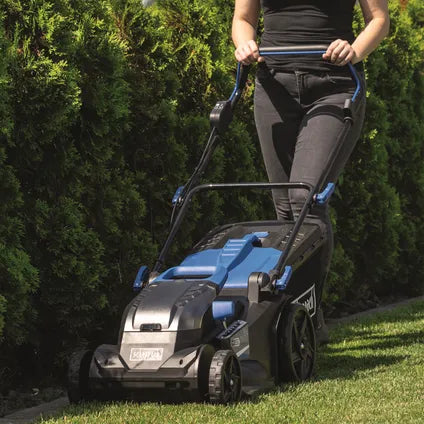Tondeuse à gazon sans fil Scheppach - Mulching - 43 cm - 700 m² - Incl. 2 batteries &amp; chargeur