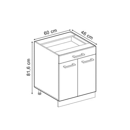 Meuble Bas De Cuisine – Vicco – R-line 47515 – Béton Noir/chêne Doré – 60x46x81.6 Cm