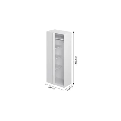 Armoire d’Angle Modulaire Talesa - Blanc - 3 Étagères et Tringle - 235x100 cm
