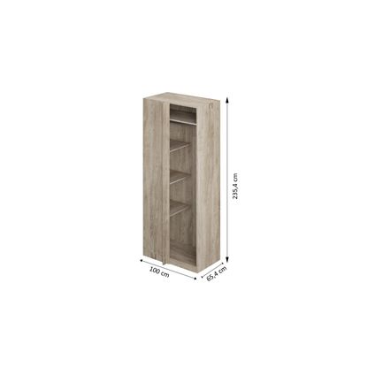 Armoire d’Angle Modulaire Talesa - Chêne - 3 Étagères et Tringle - 235x100 cm