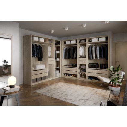 Armoire d’Angle Modulaire Talesa - Chêne - 3 Étagères et Tringle - 235x100 cm