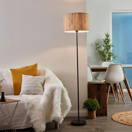 Lampadaire Brilliant Wimea zostère noir ⌀38cm E27