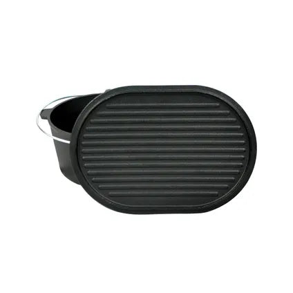 Cocotte en fonte avec couvercle grill ovale 9L