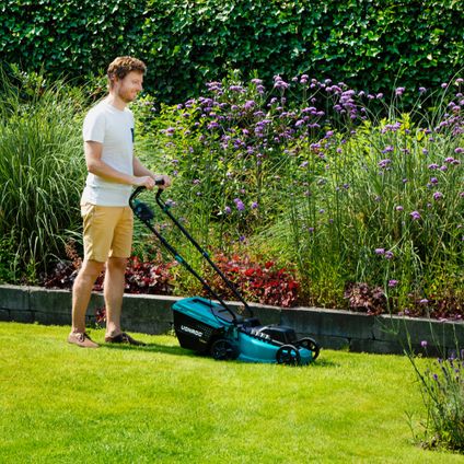 Tondeuse À Gazon Sans Fil 40v - Sans Balais À Charbon - 33cm – Hauteur De Coupe Réglable – 2x Batteries 2.0ah Et Chargeu