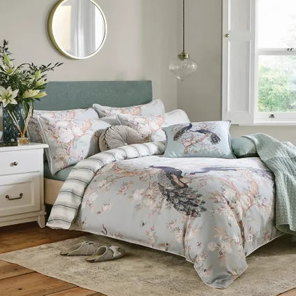 Housse De Couette Laura Ashley Belvedere Duckegg Lits-jumeaux 220 X 230cm Vert Bleu