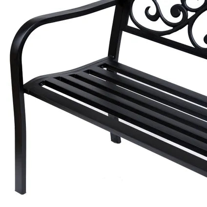 Banc De Jardin En Acier 4goodz Avec Accoudoirs En Fonte - 127 X 60 X 89 Cm, Noir