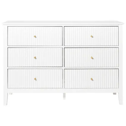 Commode À 6 Tiroirs Beliani Assisi Blanc Doré 40x120x80 Cm