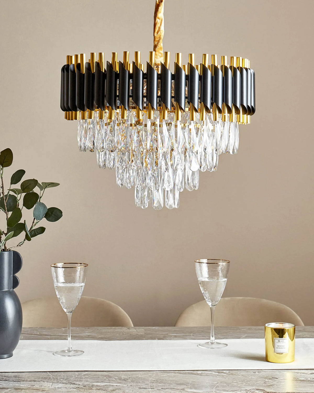 Lustre Beliani Abellas Doré Noir 50x50x118 Cm