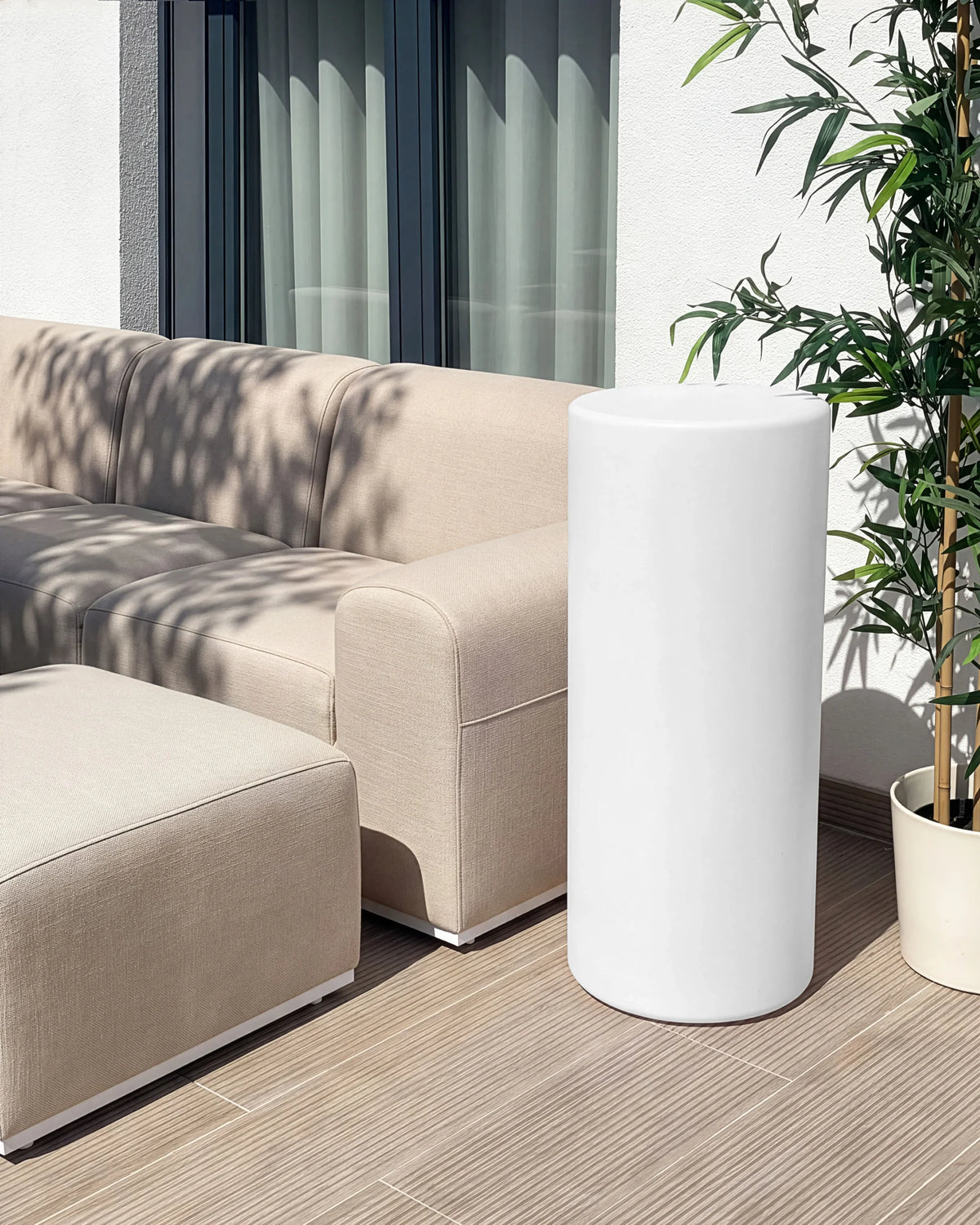 Lampadaire D'extérieur Led Beliani Piedra Blanc 36x36x78 Cm