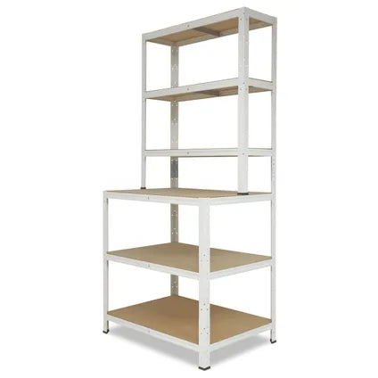 Étagère Rangement Établi Shelfplaza Home 190x80x60 Cm En Blanc Avec 6 Étagères