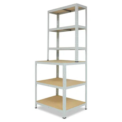 Étagère Rangement Établi Shelfplaza Office 190x100x60 Cm En Gris Clair Avec 6 Étagères