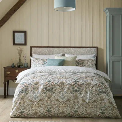Housse De Couette William Morris Pour Lit En 140 Strawberry Thief 200 X 200cm Beige