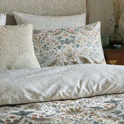 Housse De Couette William Morris Pour Lit En 140 Strawberry Thief 200 X 200cm Beige