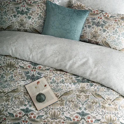 Housse De Couette William Morris Lits-jumeaux Strawberry Thief 220 X 230cm Beige