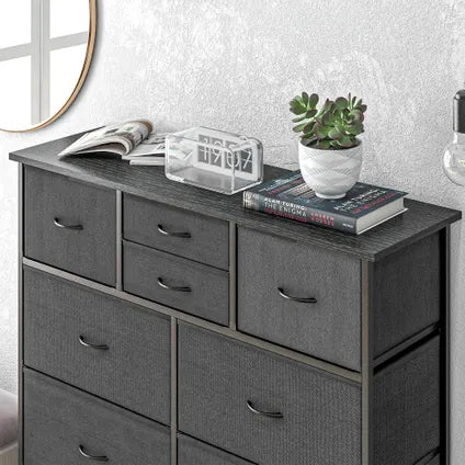 Commode 4goodz À 10 Tiroirs En Tissu - Structure En Métal - Noire