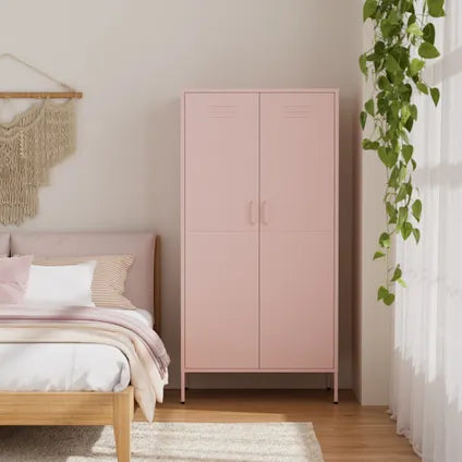 Armoire Vestiaire 90x50x180 Cm Métal Rose - Lendo Online