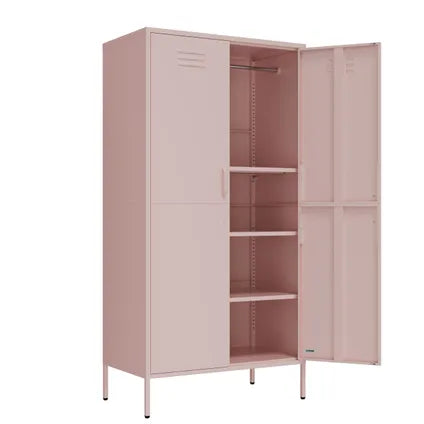 Armoire Vestiaire 90x50x180 Cm Métal Rose - Lendo Online