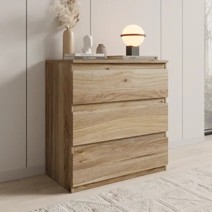 Commode Meubella Eskar - Motif Chêne - 77x42x80 Cm