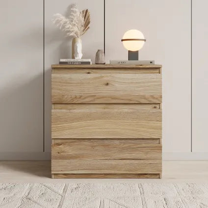 Commode Meubella Eskar - Motif Chêne - 77x42x80 Cm