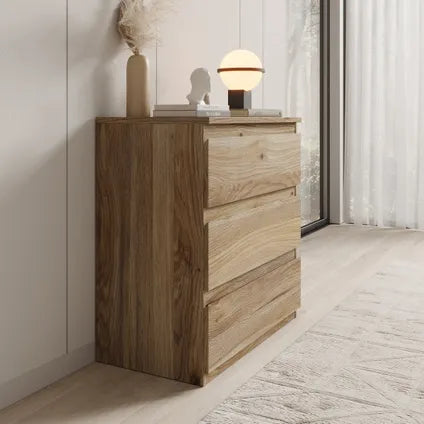 Commode Meubella Eskar - Motif Chêne - 77x42x80 Cm