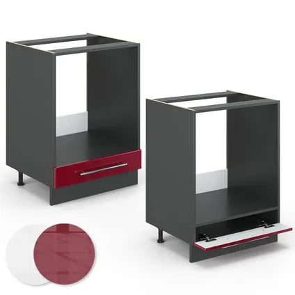 Meuble Bas Pour Four Encastrable - Vicco - Fame-line 35559 - Rouge Bordeaux - 60x51.6x82 Cm