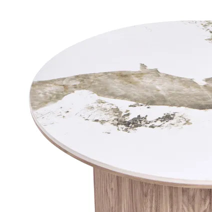 Table Basse Beliani Dora Marron Blanc 80x80x40 Cm
