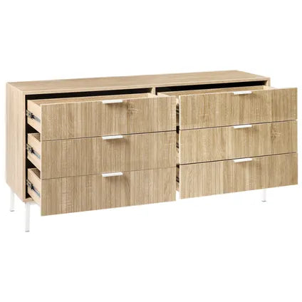 Commode À 6 Tiroirs Beliani Royalla Marron Blanc 40x140x68 Cm