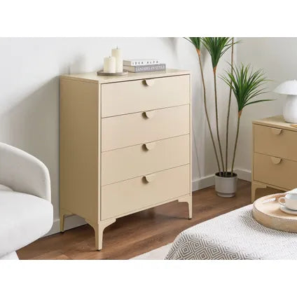 Commode À 4 Tiroirs Beliani Ardura Beige 40x78x99 Cm