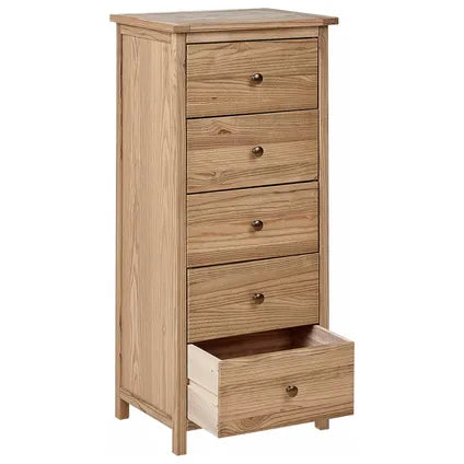 Commode À 5 Tiroirs Beliani Salton Marron 39x50x111 Cm