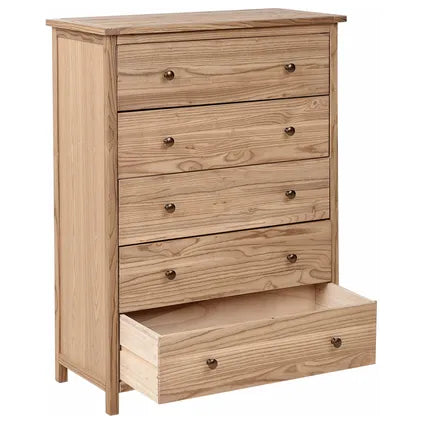 Commode À 5 Tiroirs Beliani Salton Marron 39x85x111 Cm