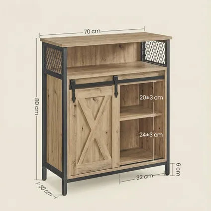 Commode - Leobert - Chêne Artisan - 70 X 30 X 80 Cm