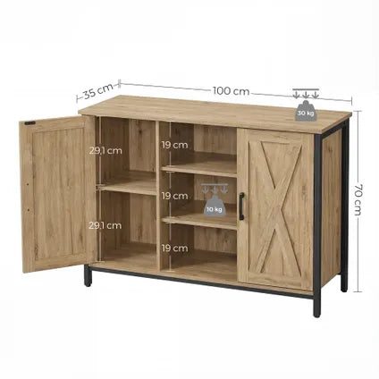 Commode - Leobert - Chêne Artisan - 100 X 35 X 70 Cm
