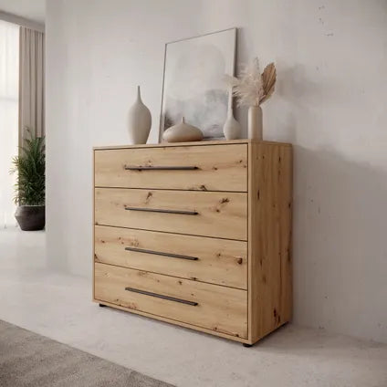 Commode Meubella Montalo - Motif Chêne - 99x40x87 Cm