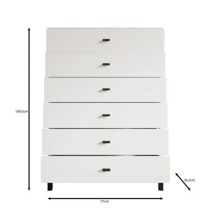 Commode Meubella Avellio - Blanc - 77x35x110 Cm