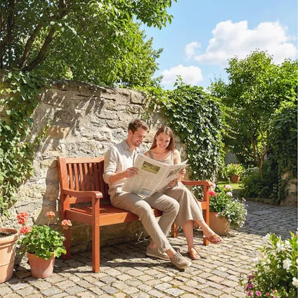 Banc De Jardin Collahausse 2 Places - Bois Marron Clair - Avec Housse Imperméable Et Dossier