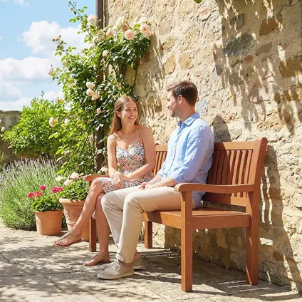 Banc De Jardin Collahausse 2 Places - Bois Marron Clair - Avec Housse Imperméable Et Dossier