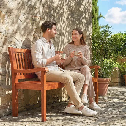 Banc De Jardin Collahausse 2 Places - Bois Marron Clair - Avec Housse Imperméable Et Dossier