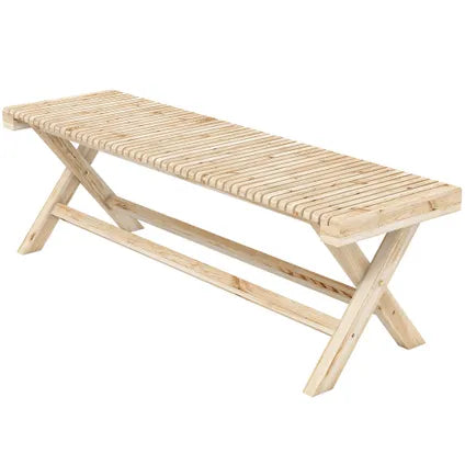 Banc De Jardin Collahausse - Bois Massif Naturel - 140x40x43 Cm - Assise À Lattes