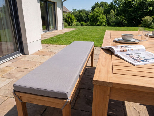 Banc Avec Coussin D'assise Beliani Monsano Marron Gris 35x170x45 Cm