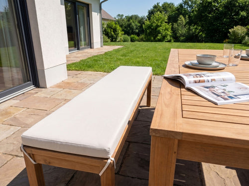 Banc Avec Coussin D'assise Beliani Monsano Marron Blanc 35x170x45 Cm