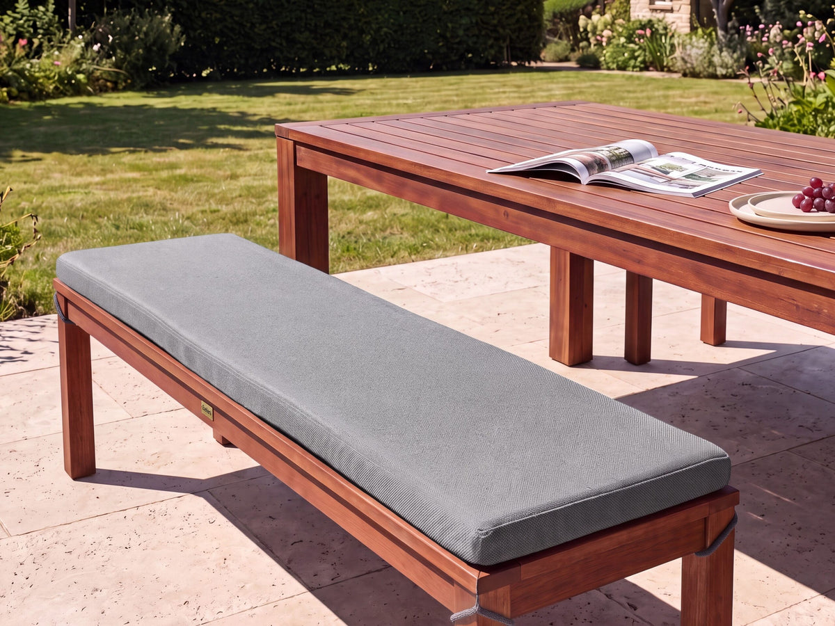 Banc Avec Coussin D'assise Beliani Tuscania Marron Gris 35x160x45 Cm