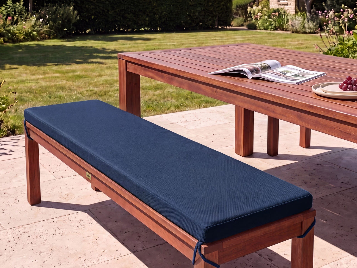 Banc Avec Coussin D'assise Beliani Tuscania Marron Bleu 35x160x45 Cm