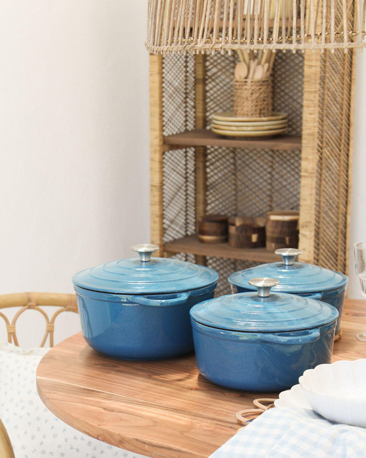 Lot De 7 Pièces En Fonte Beliani Castora Bleu Argenté Blanc