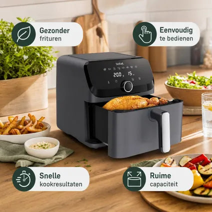 Tefal – Friteuse à Air Easy Fry Mega EY855B XXL – 7,5 Litres – Gris
