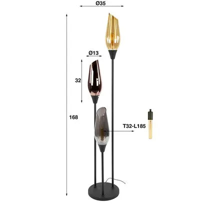 Lampadaire Hoyz Collection Cocoon Mix Verre – Noir