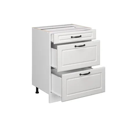 Meuble Bas De Cuisine Vicco - R-line 37727 - Blanc Campagne - 3 Tiroirs - 60x81.6x46 Cm