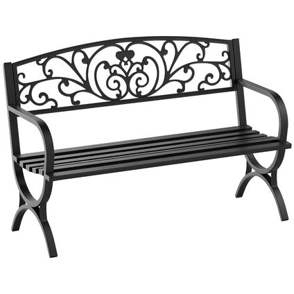 Delvotira | Banc De Jardin Collahausse - Acier Fonte Noir - 127x60x85 Cm - 3 Places 240 Kg