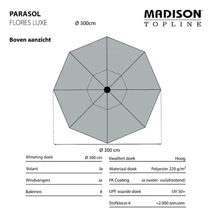 Parasol À Mât Central Madison Flores Luxe Écru 300 Cm