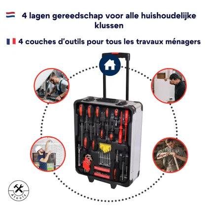 Coffret À Outils Xxl 4toolz 1020 Pièces – Chariot À Outils En Aluminium